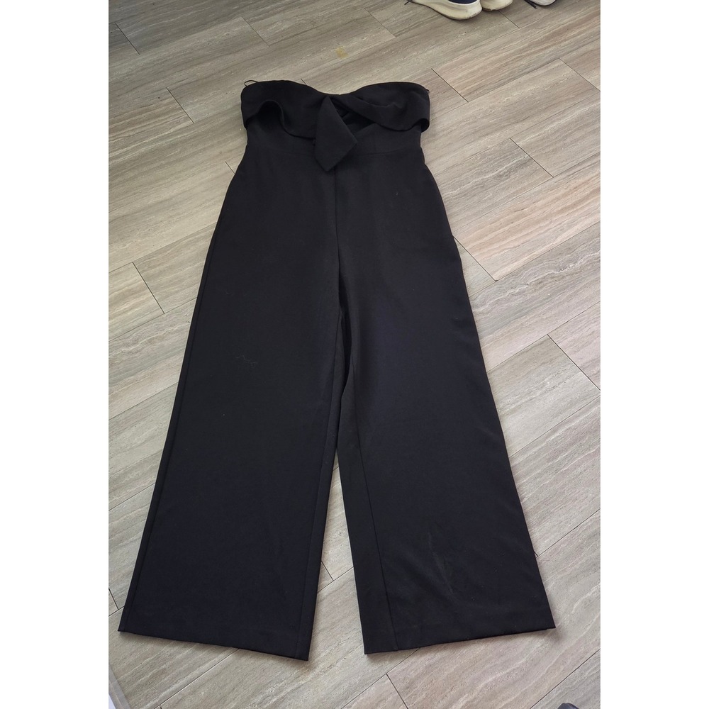 Sam Edelman Black Strapless Wide Leg Jumpsuit Size 12 Cropped Evening Formal